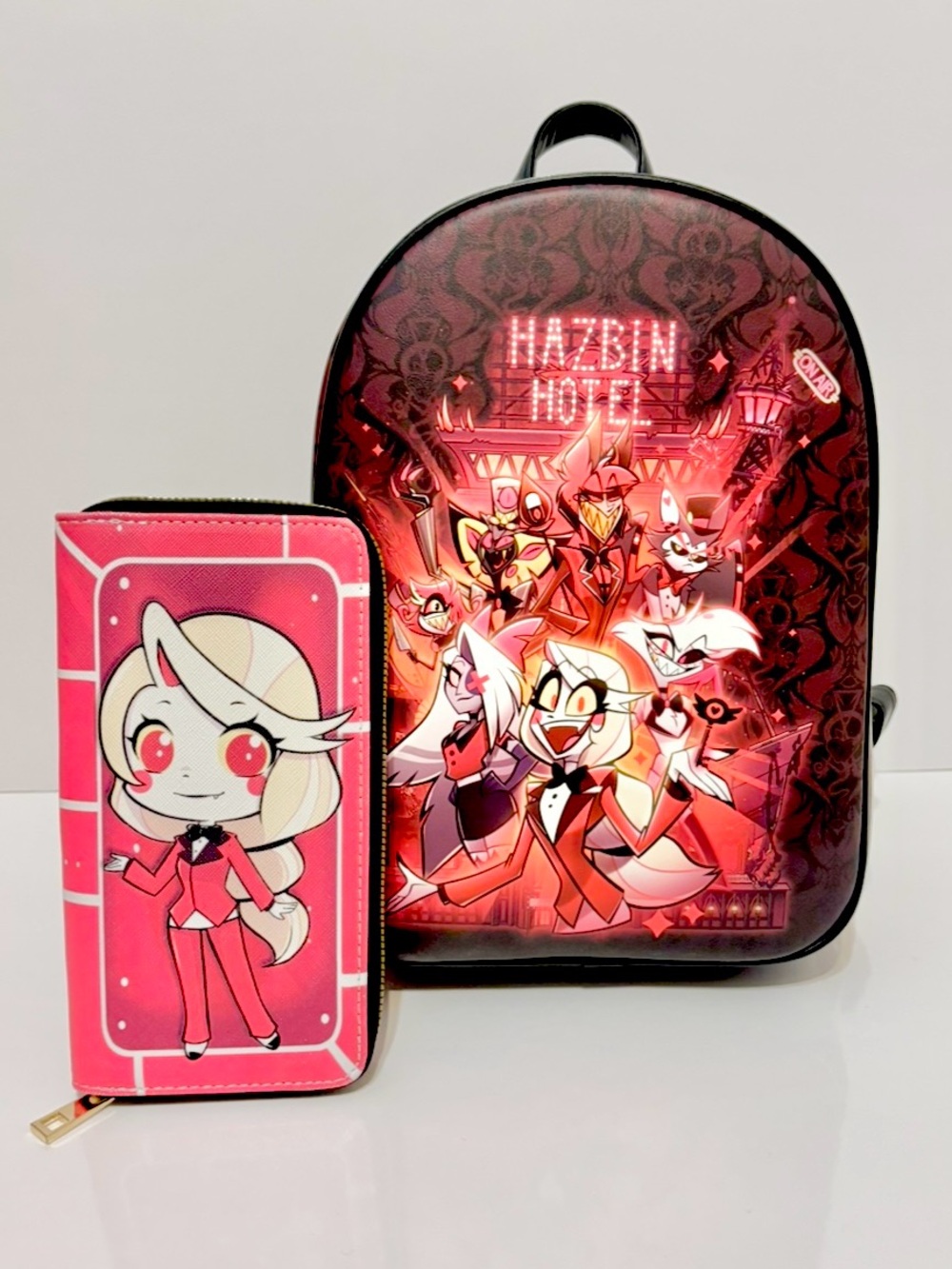 Hazbin Hotel Red Black Mini Backpack and Long Style Wallet Set Hot Topic